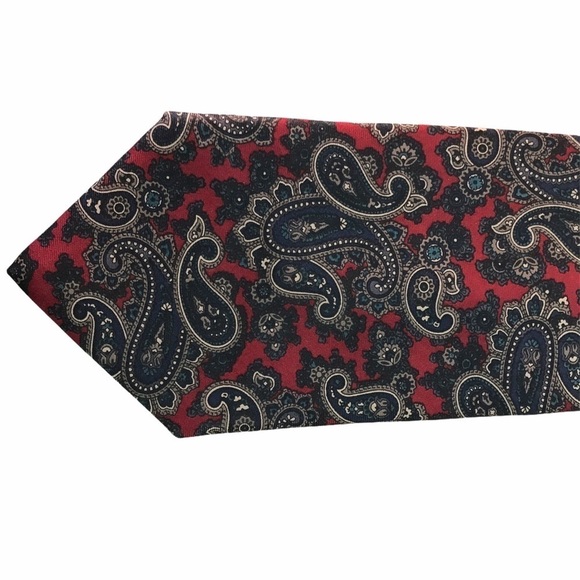 Paisley Silk Tie Bert Pulitzer Navy Red - Picture 7 of 7